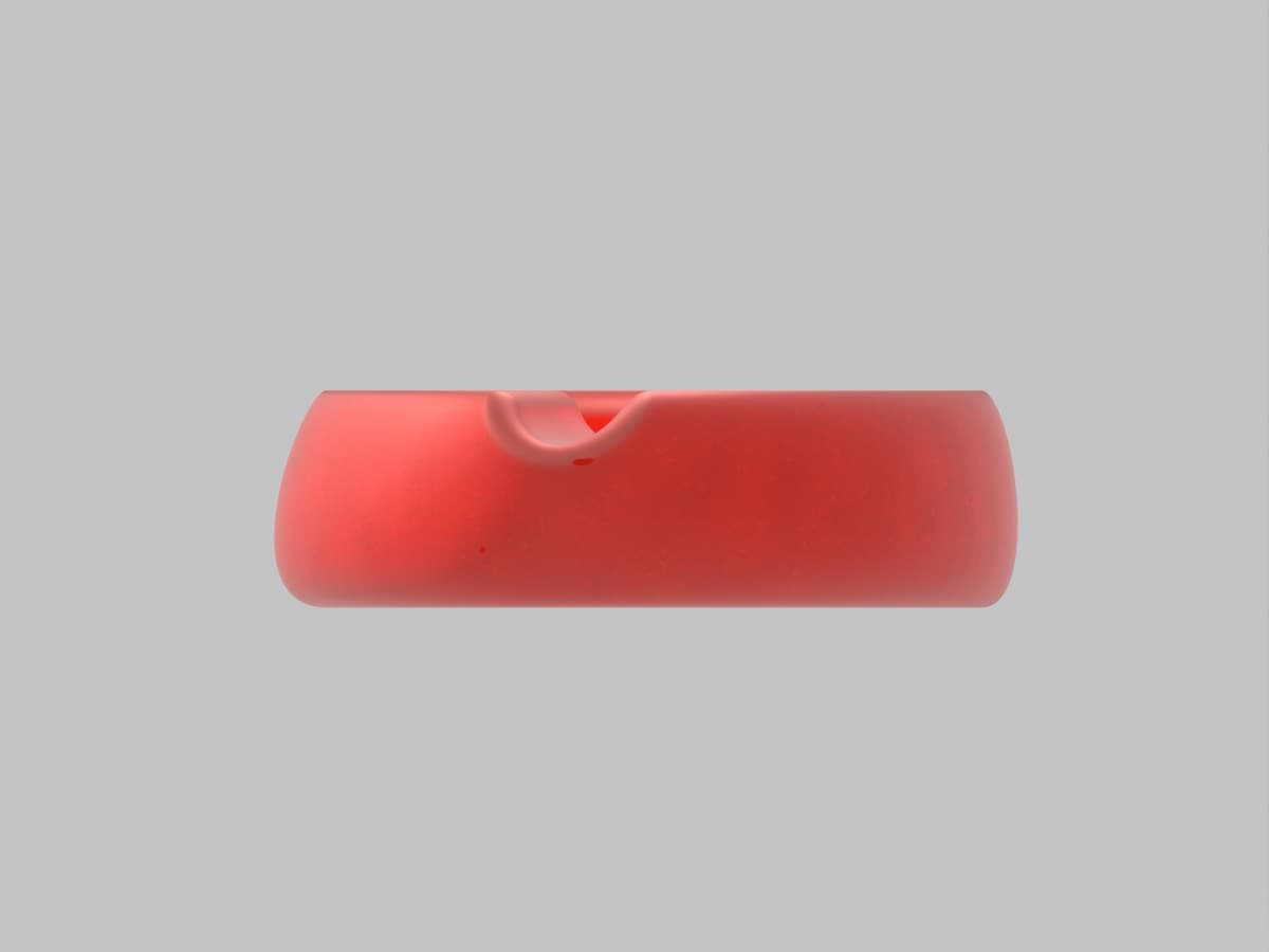 Red ceramic ashtray, side view, render